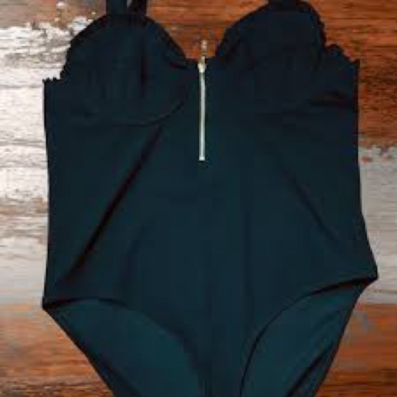 SEXY RI Black frill Bodycon zip front bodysuit v neck sleeveless top US 10 - Picture 3 of 3